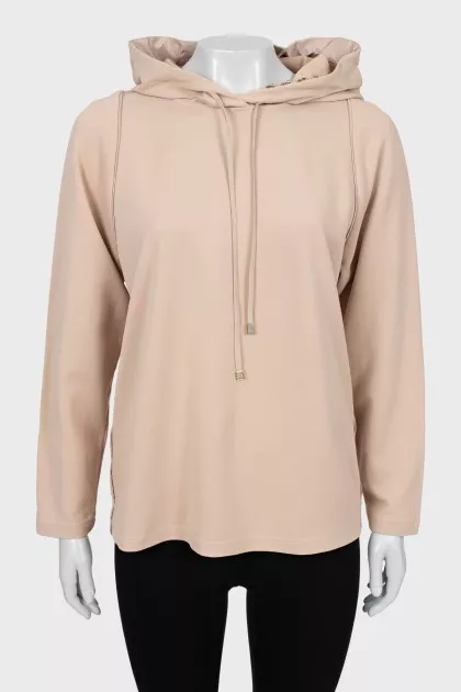 Beige hoodie with raised seams