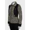 Tweed jacket with fur inserts
