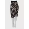 Printed silk skirt with draping