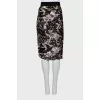 Printed silk skirt with draping