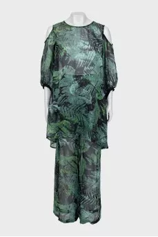 Translucent off-shoulder suit