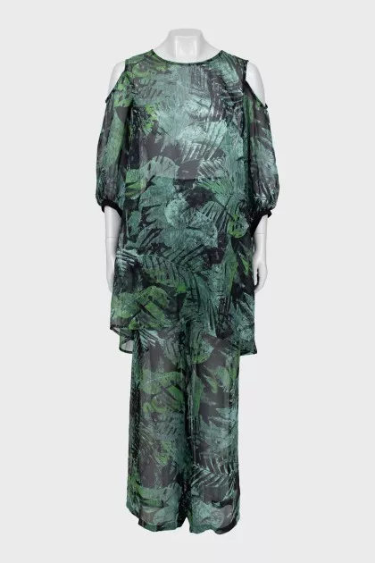 Translucent off-shoulder suit