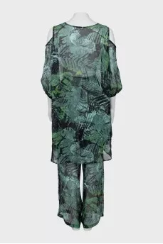 Translucent off-shoulder suit