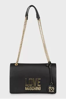 Shoulder bag with gold logo