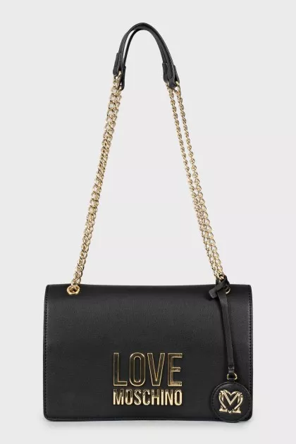 Shoulder bag with gold logo