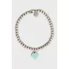 Silver bead bracelet with pendant