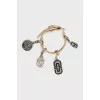 Leather bracelet with silver charms