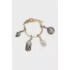 Leather bracelet with silver charms