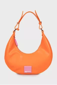 Orange eco-leather hobo bag