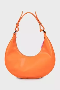 Orange eco-leather hobo bag