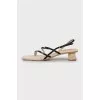 Textile sandals with leather straps