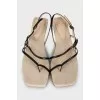 Textile sandals with leather straps