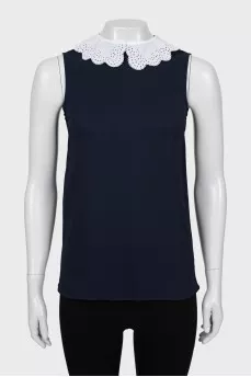 Blue A-line blouse with tag
