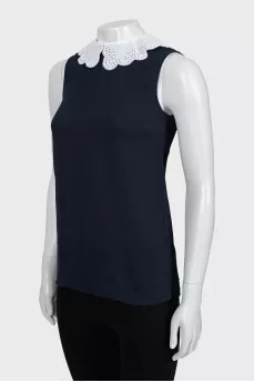 Blue A-line blouse with tag