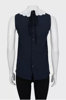 Blue A-line blouse with tag