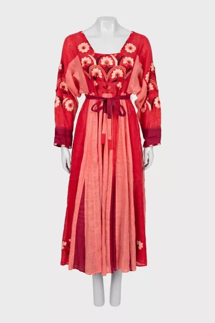 Linen dress decorated with embroidery