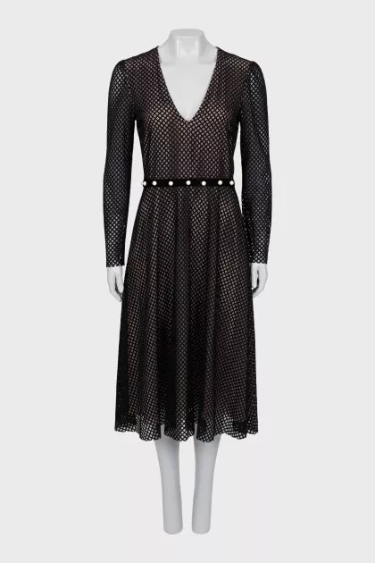 Mesh dress decorated with beads