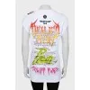 Slim fit T-shirt with print and tag