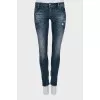 Tapered jeans with faded zip bottom