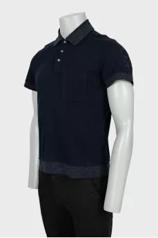 Men's blue polo with signature print