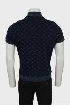Men's blue polo with signature print