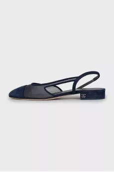 Slingbacks with mesh inserts