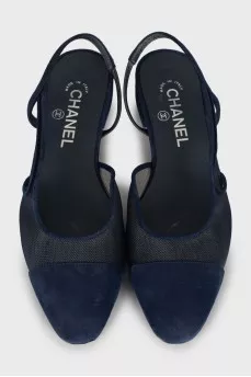 Slingbacks with mesh inserts