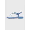 Blue sandals with silver logo