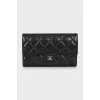 Leather wallet with silver logo
