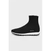 Textile sneakers with white logo