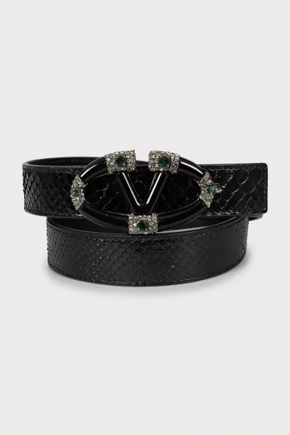 Snakeskin embossed belt