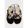 Suede sandals decorated with petals
