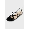 Suede sandals decorated with petals