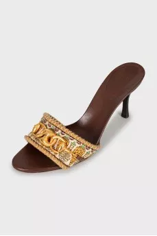 Sandals with golden decoration
