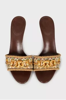 Sandals with golden decoration
