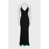 Maxi dress decorated with fur
