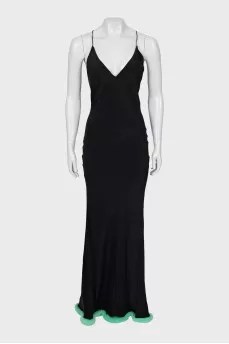 Maxi dress decorated with fur