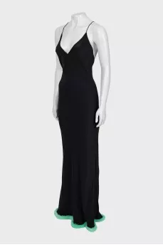 Maxi dress decorated with fur