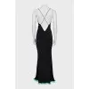 Maxi dress decorated with fur