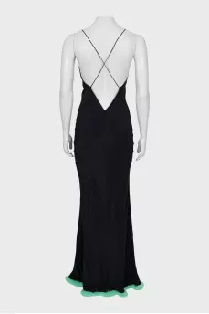Maxi dress decorated with fur