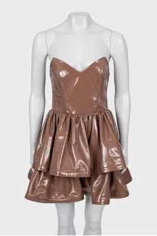 Faux leather mini dress
