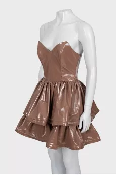 Faux leather mini dress