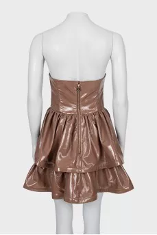 Faux leather mini dress