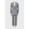 Check print suit with belt