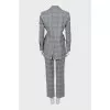 Check print suit with belt