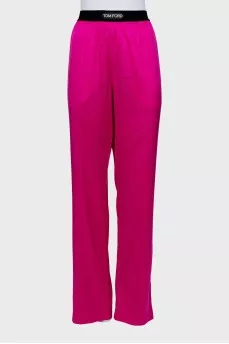 Silk trousers with elastic