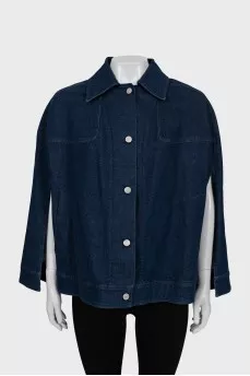 Denim poncho with silver buttons