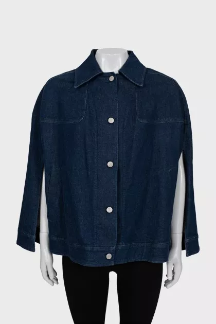 Denim poncho with silver buttons