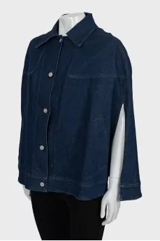 Denim poncho with silver buttons