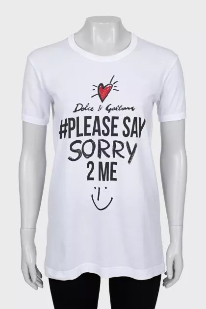 White T-shirt with text print